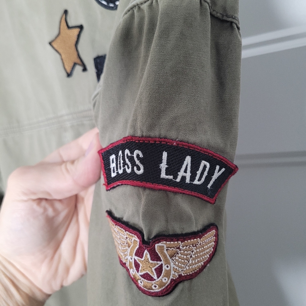 Idyllwind Miranda Lambert Military Green Patch Utility Jacket. Size XL - Picture 8 of 12